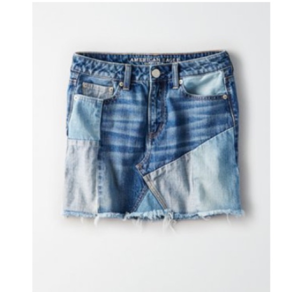 American Eagle Patched Jean Skirt